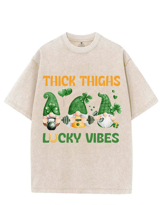 THICK THIGHS LUCKY VIBES VINTAGE GYM SHIRT