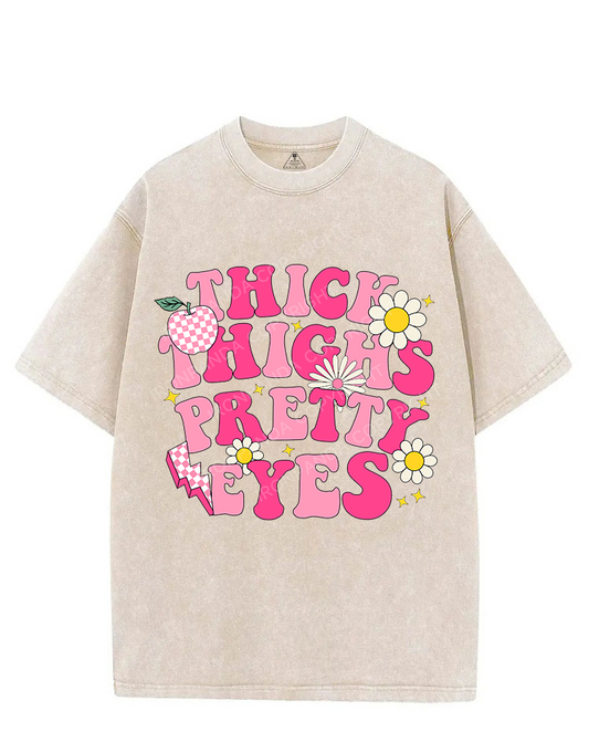 THICK THIGHS PRETTY EYES VINTAGE GYM SHIRT