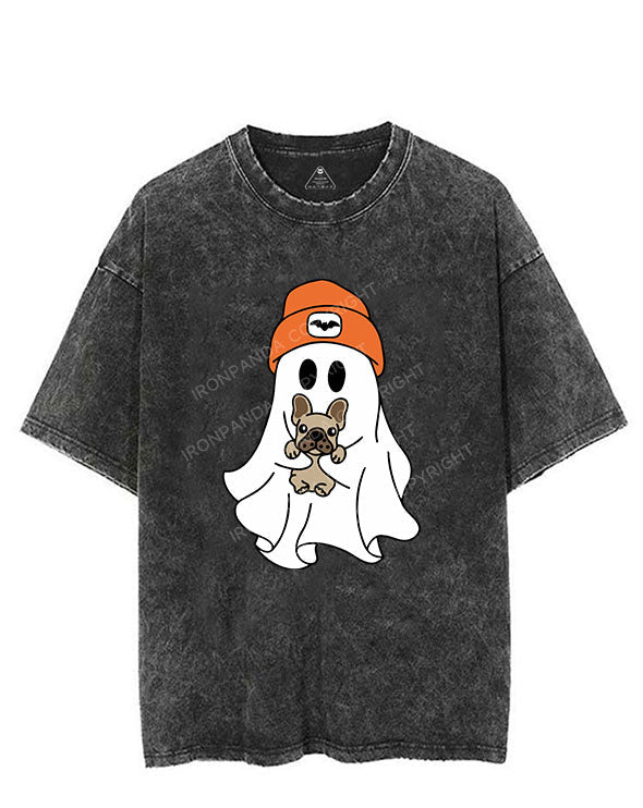 HALLOWEEN GHOST WITH A PUPPY VINTAGE GYM SHIRT
