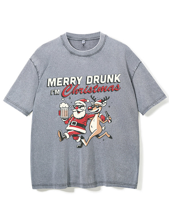 MERRY DRUNK I'M CHRISTMAS VINTAGE GYM SHIRT