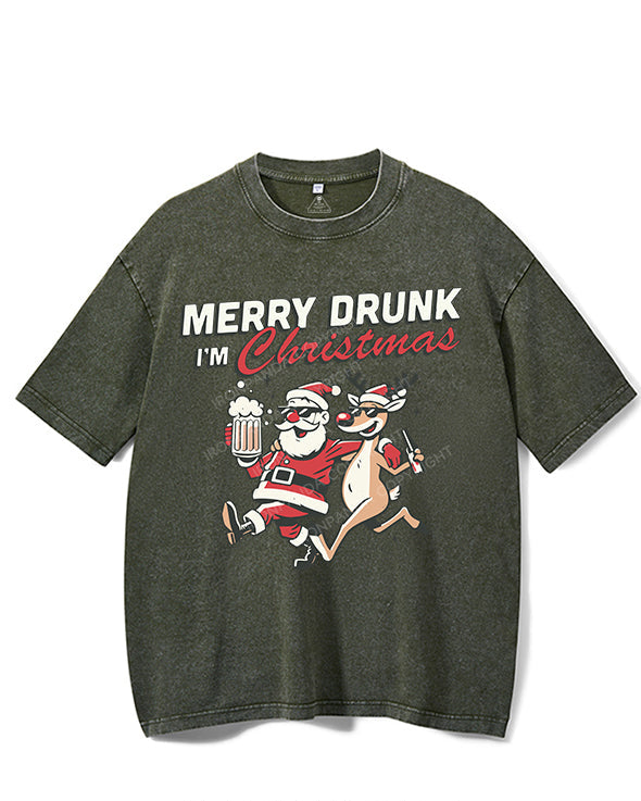 MERRY DRUNK I'M CHRISTMAS VINTAGE GYM SHIRT