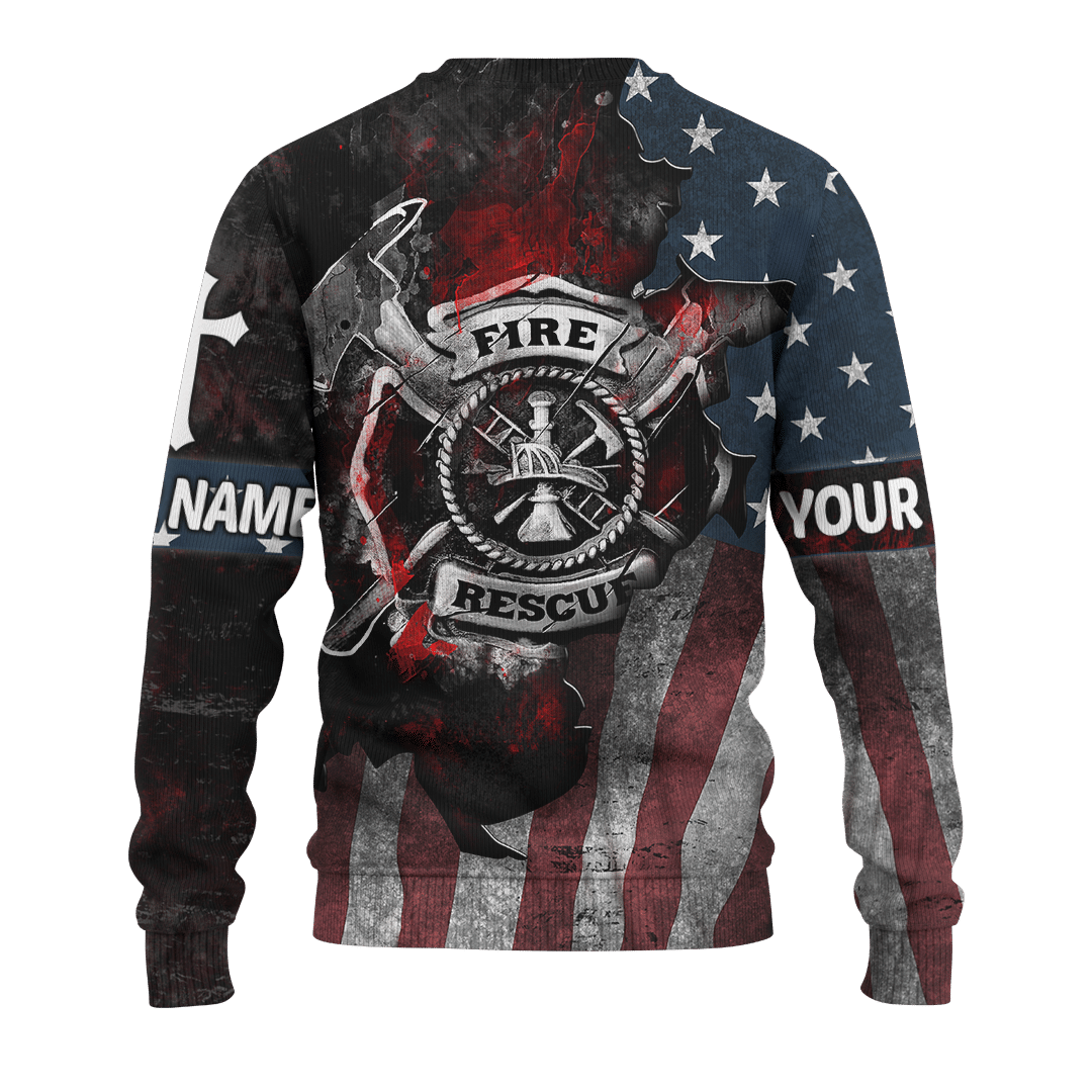 Jesus Firefighter American Flag Customized 3D All Over Printed Shirt