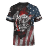 Jesus Firefighter American Flag Customized 3D All Over Printed Shirt