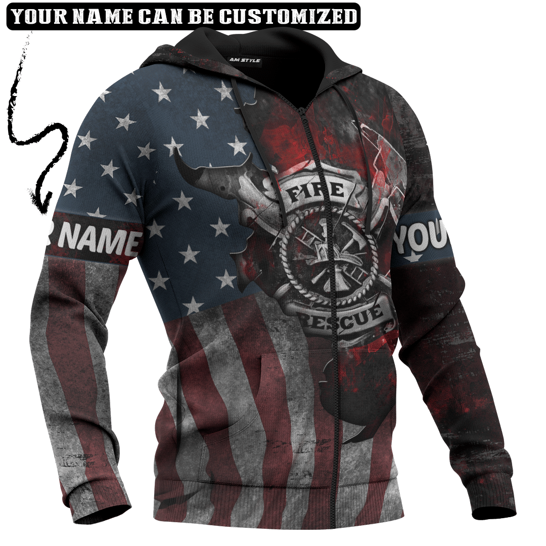 Jesus Firefighter American Flag Customized 3D All Over Printed Shirt