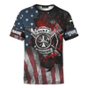 Jesus Firefighter American Flag Customized 3D All Over Printed Shirt