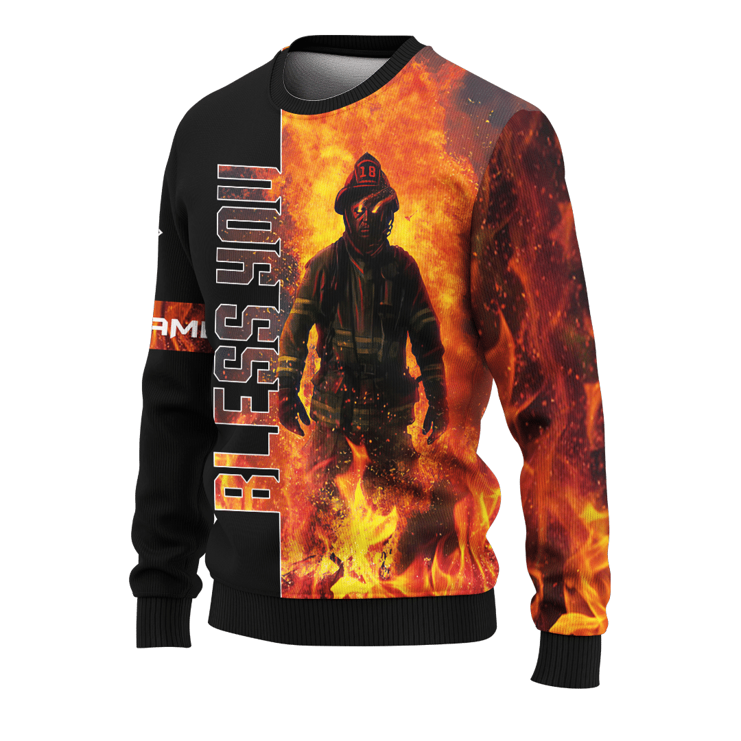 Jesus Firefighter God Bless Firefighter Customized 3D All Over Printed hoodie