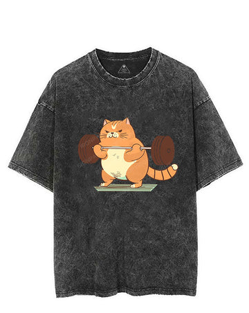 Cat Weightlifting Vintage Gym Shirt