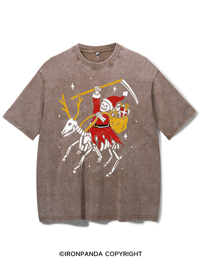GRIM REAPER SANTA ON A REINDEER VINTAGE GYM SHIRT