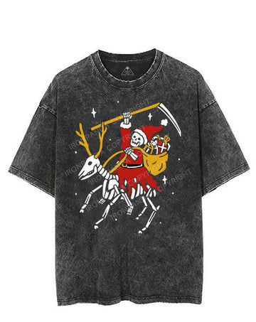 GRIM REAPER SANTA ON A REINDEER VINTAGE GYM SHIRT