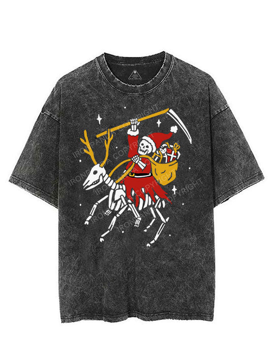 GRIM REAPER SANTA ON A REINDEER VINTAGE GYM SHIRT