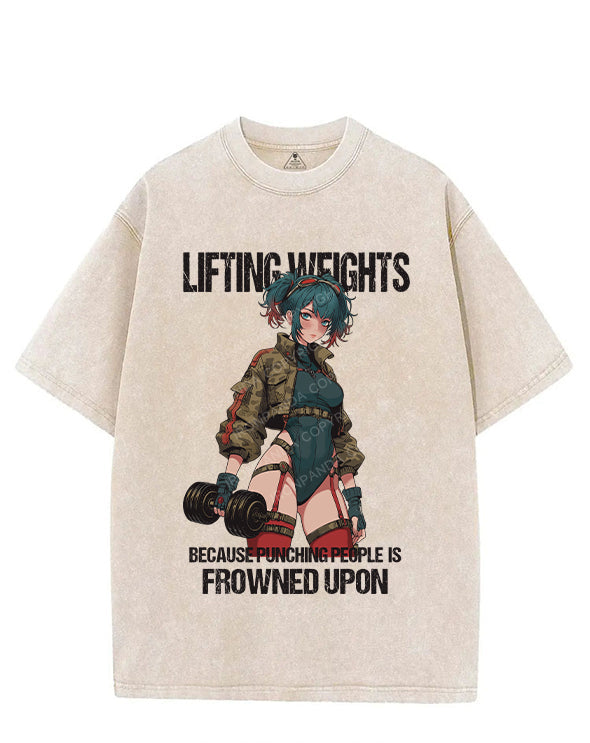 Lifting weights because punching people is frowned upon VINTAGE GYM SHIRT