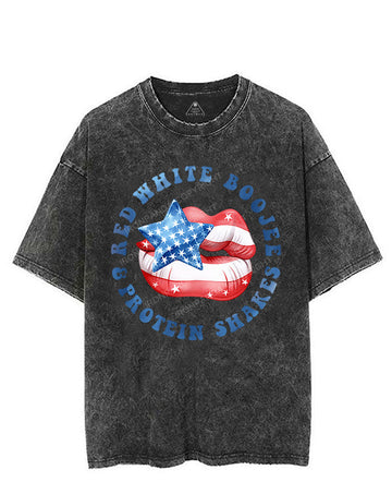 RED, WHITE, BOOJEE, AND PROTEIN SHAKES VINTAGE GYM SHIRT