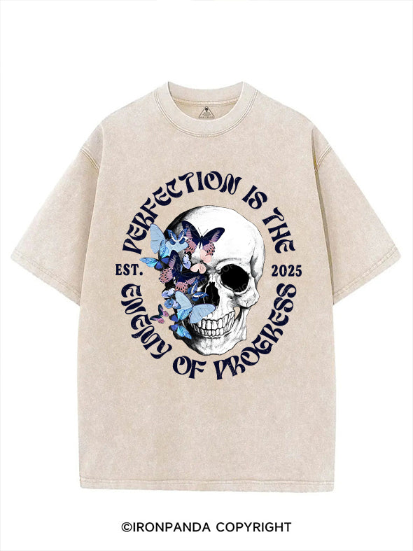 PERFECTION IS THE ENEMY OF PROGRESS VINTAGE GYM SHIRT