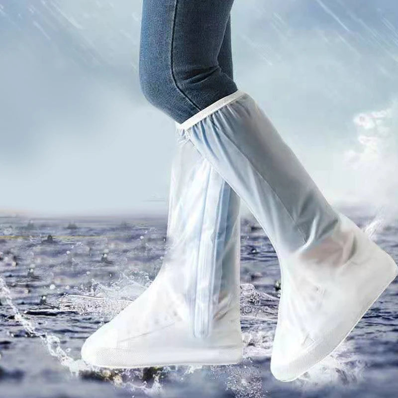 2023 High Tube Waterproof Shoe Covers – Long Zippered Slip-Resistant Overshoes for Rainy Days