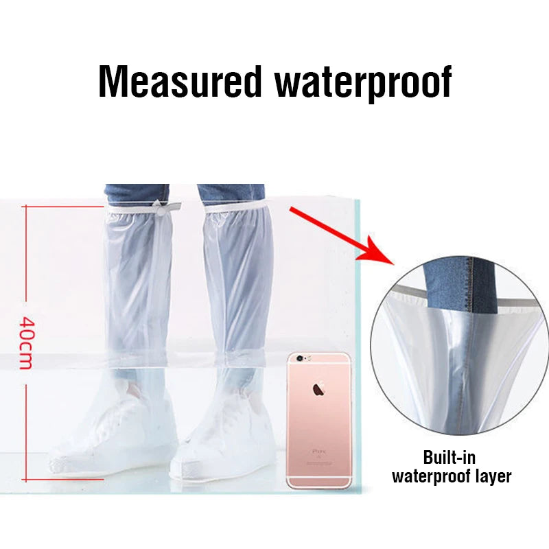 2023 High Tube Waterproof Shoe Covers – Long Zippered Slip-Resistant Overshoes for Rainy Days
