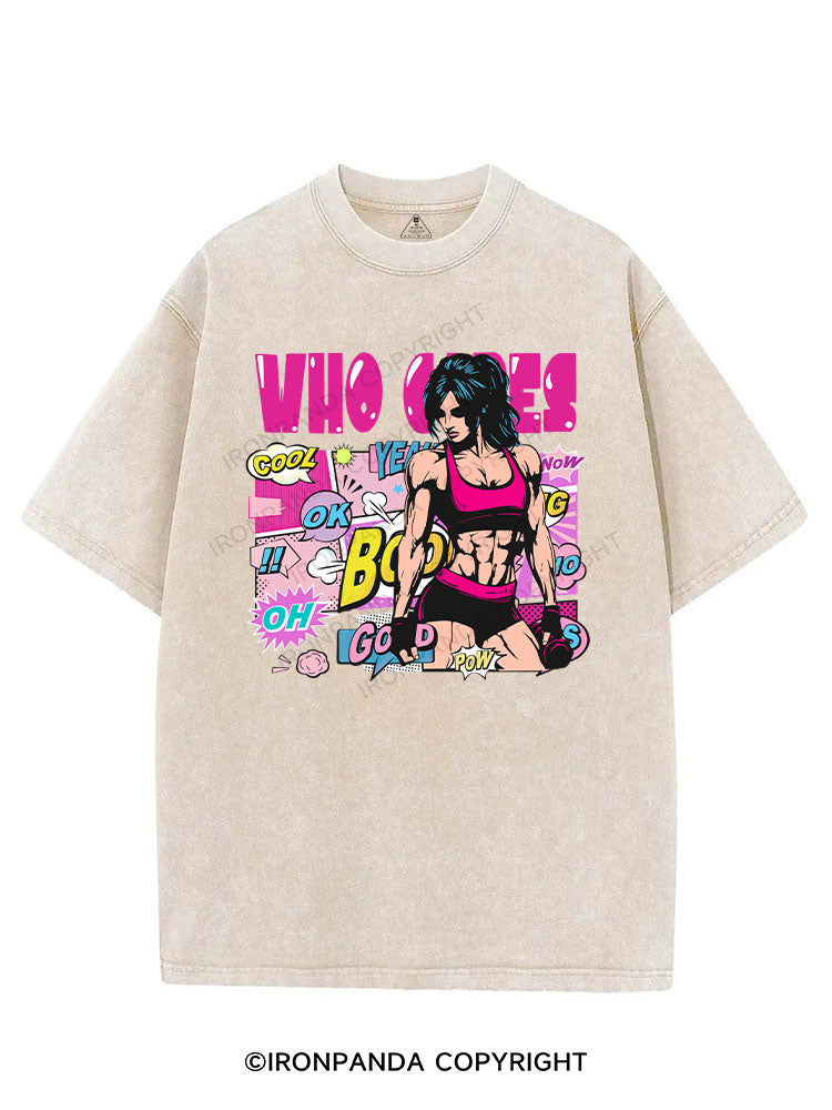 WHO CARES VINTAGE GYM SHIRT