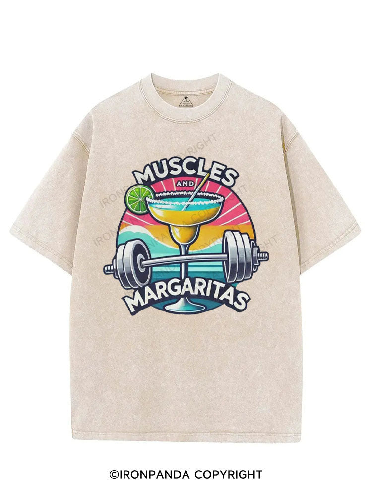 MUSCLES AND MARGARITAS VINTAGE GYM SHIRT