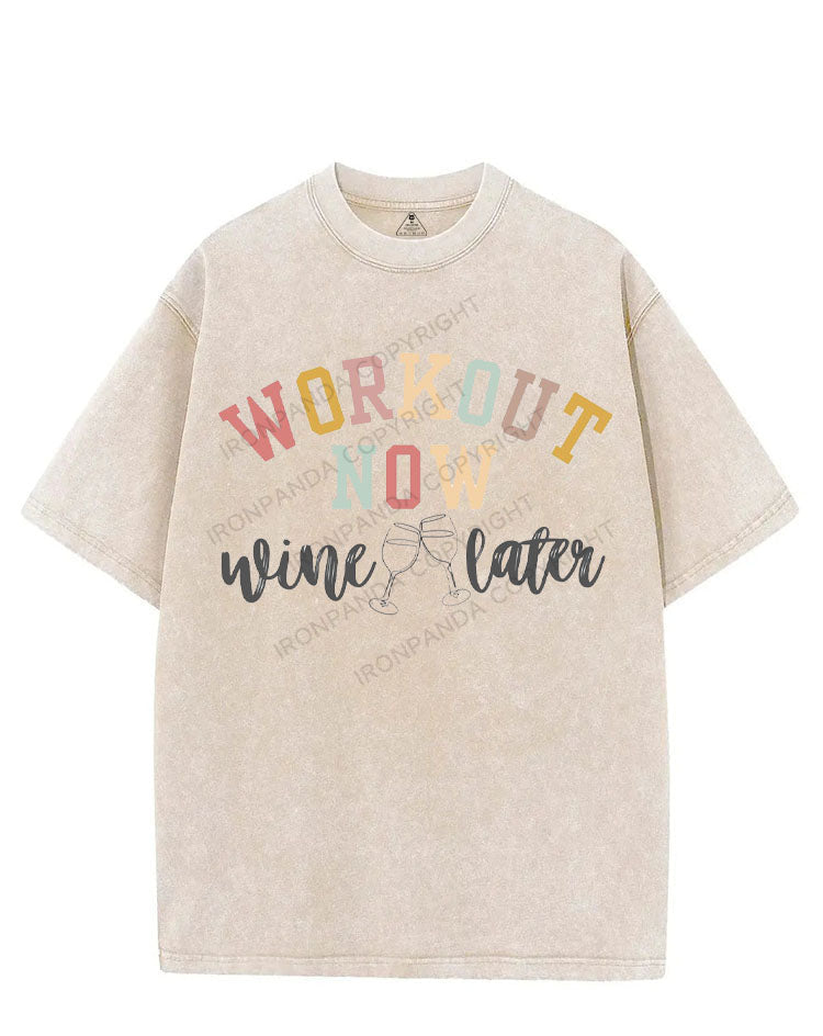 WORKOUT NOW WINE LATER VINTAGE GYM SHIRT