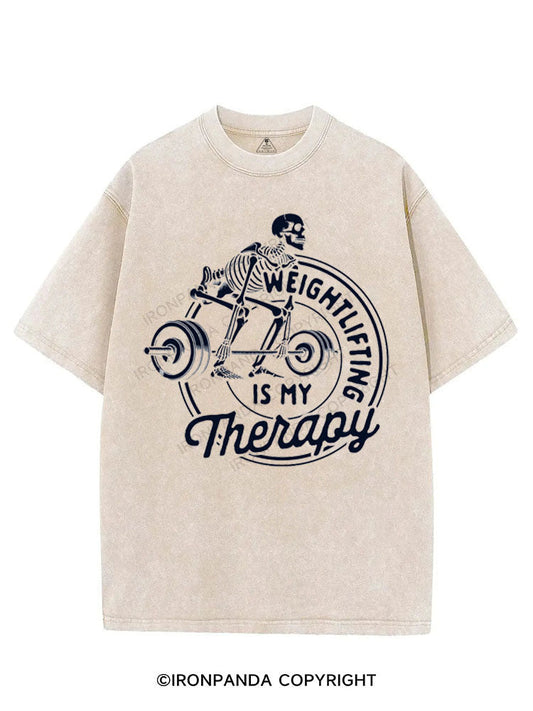 WEIGHTLIFTING IS MY THERAPY VINTAGE GYM SHIRT