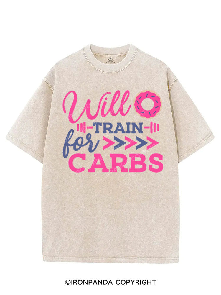 WILL TRAIN FOR CARBS VINTAGE GYM SHIRT
