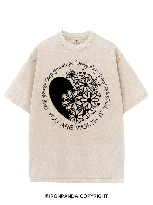 KEEP GOING KEEP GROWING EVERY DAY IS A FRESH START VINTAGE GYM SHIRT