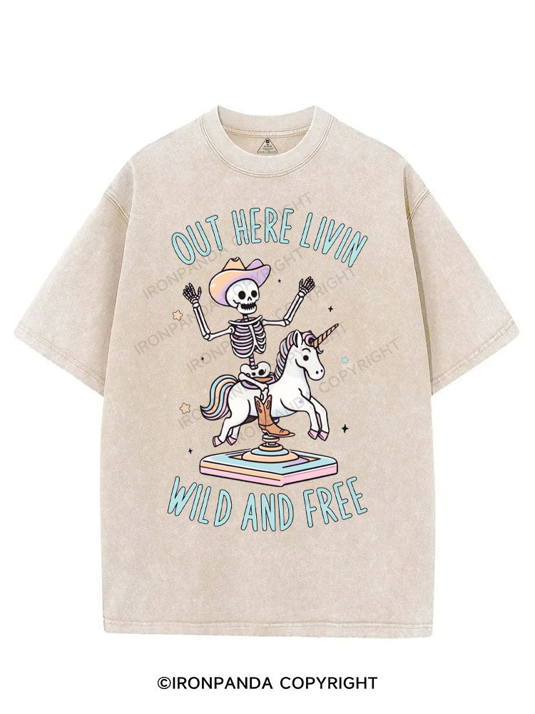 OUT HERE LIVIN WILD AND FREE VINTAGE GYM SHIRT