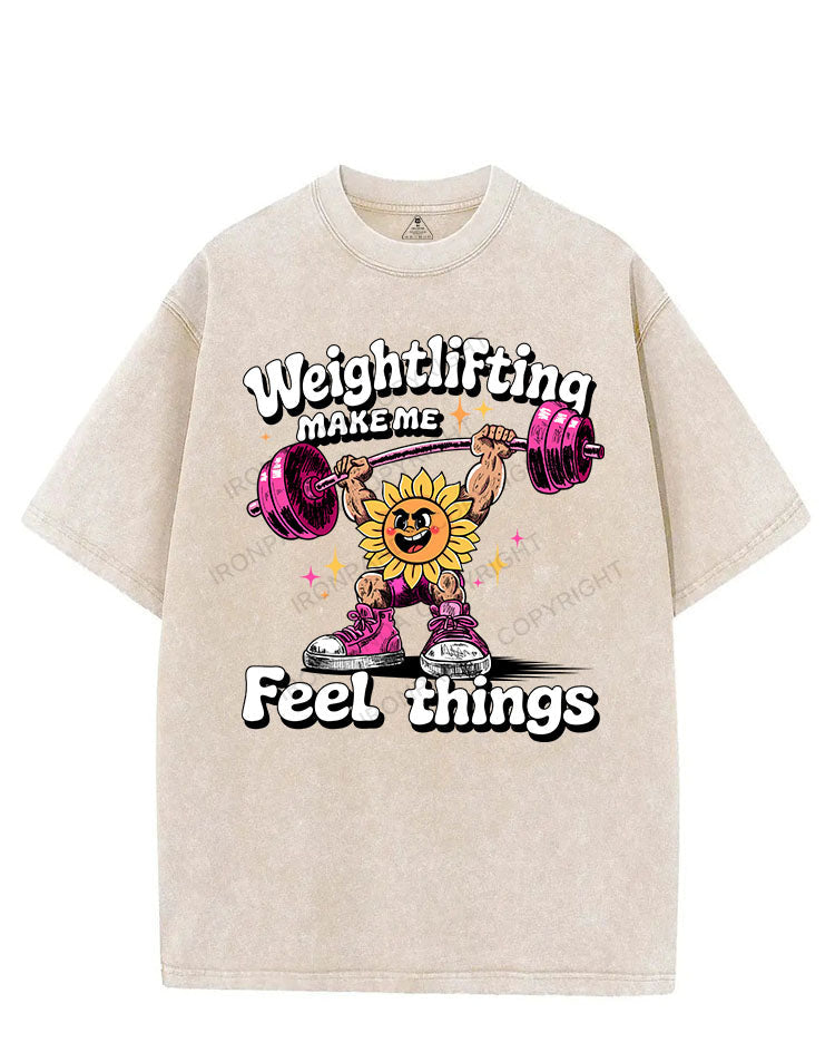 WEIGHTLIFTING MAKE ME FEEL THINGS VINTAGE GYM SHIRT