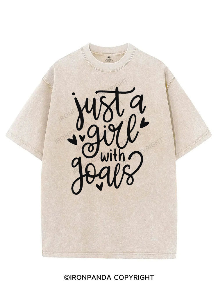JUST A GIRL WITH GOALS VINTAGE GYM SHIRT