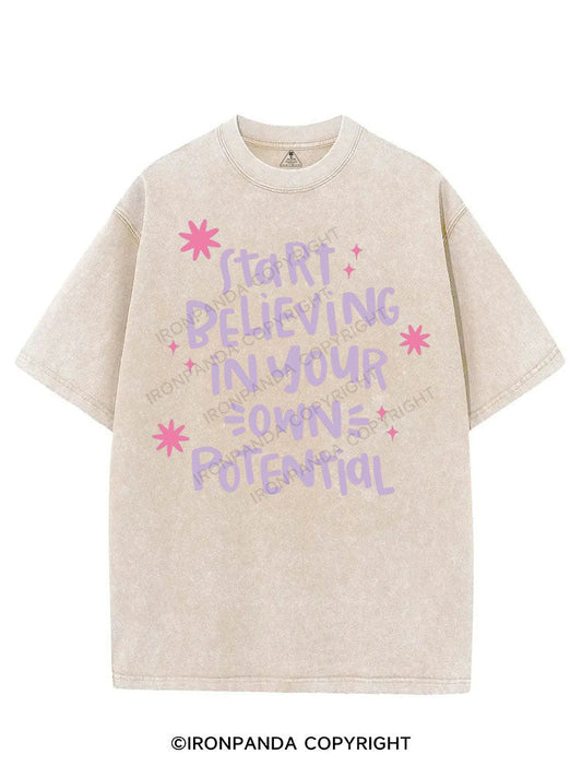 START BELIEVING IN YOUR OWN POTENTIAL VINTAGE GYM SHIRT