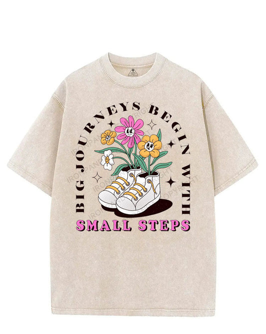 BIG JOURNEYS BEGIN WITH SMALL STEPS VINTAGE GYM SHIRT