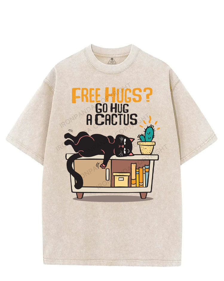 FREE HUGS GO HUG A CACTUS VINTAGE GYM SHIRT