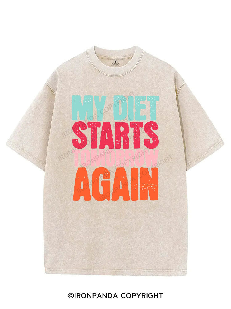MY DIET STARTS TOMORROW AGAIN VINTAGE GYM SHIRT
