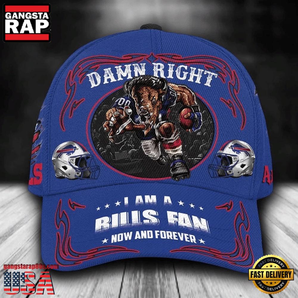 NFL Custom Name Buffalo Bills Mascot Damn Right Football Team Baseball Cap