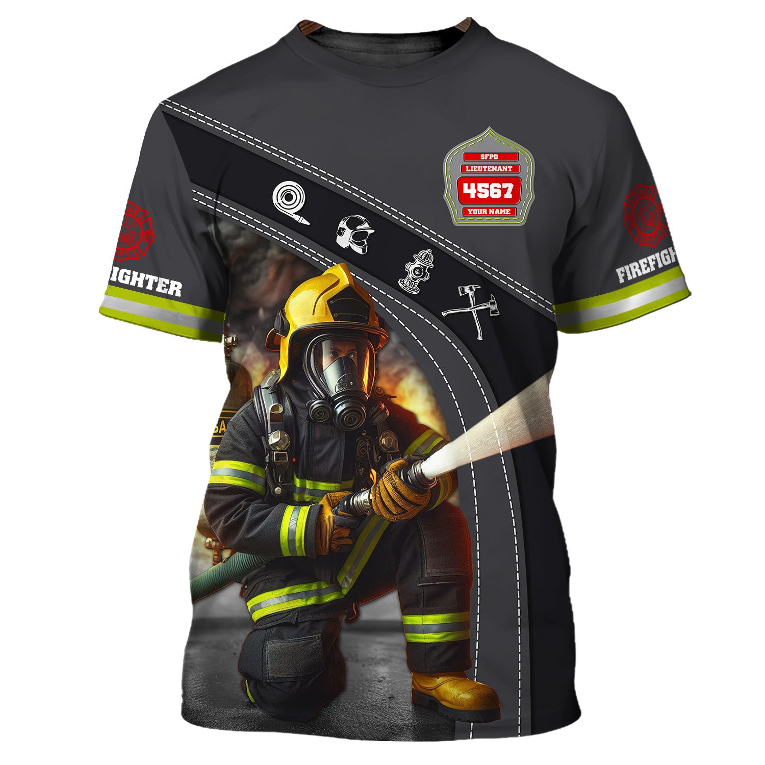 Custom Name 3D Firefirghter Zipper Hoodie Personalized Gift For Firefighters