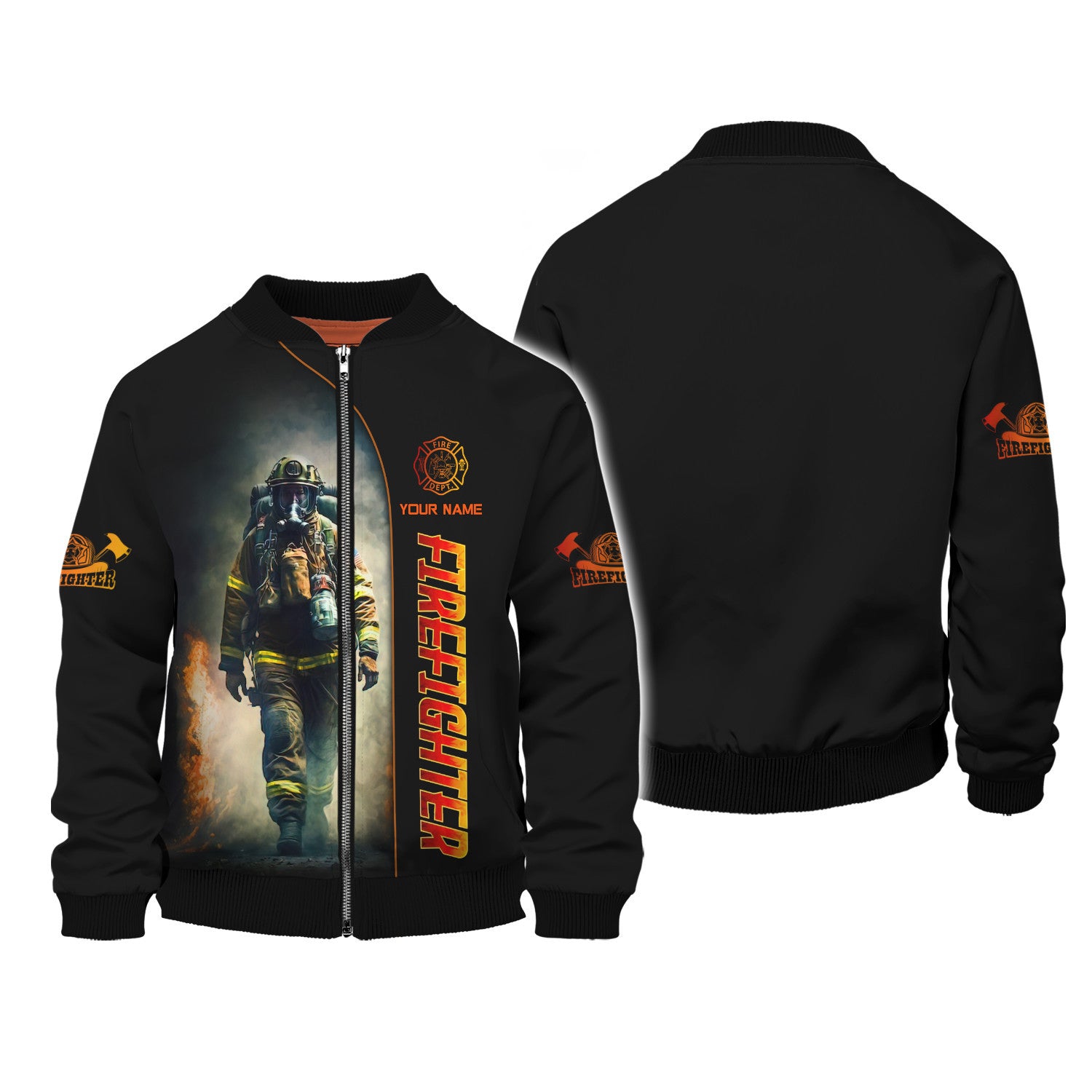 Firefighter Works On Fire 3D Full Print Zipper Hoodie Fire Man Zipper Hoodie Gift For Firefighters