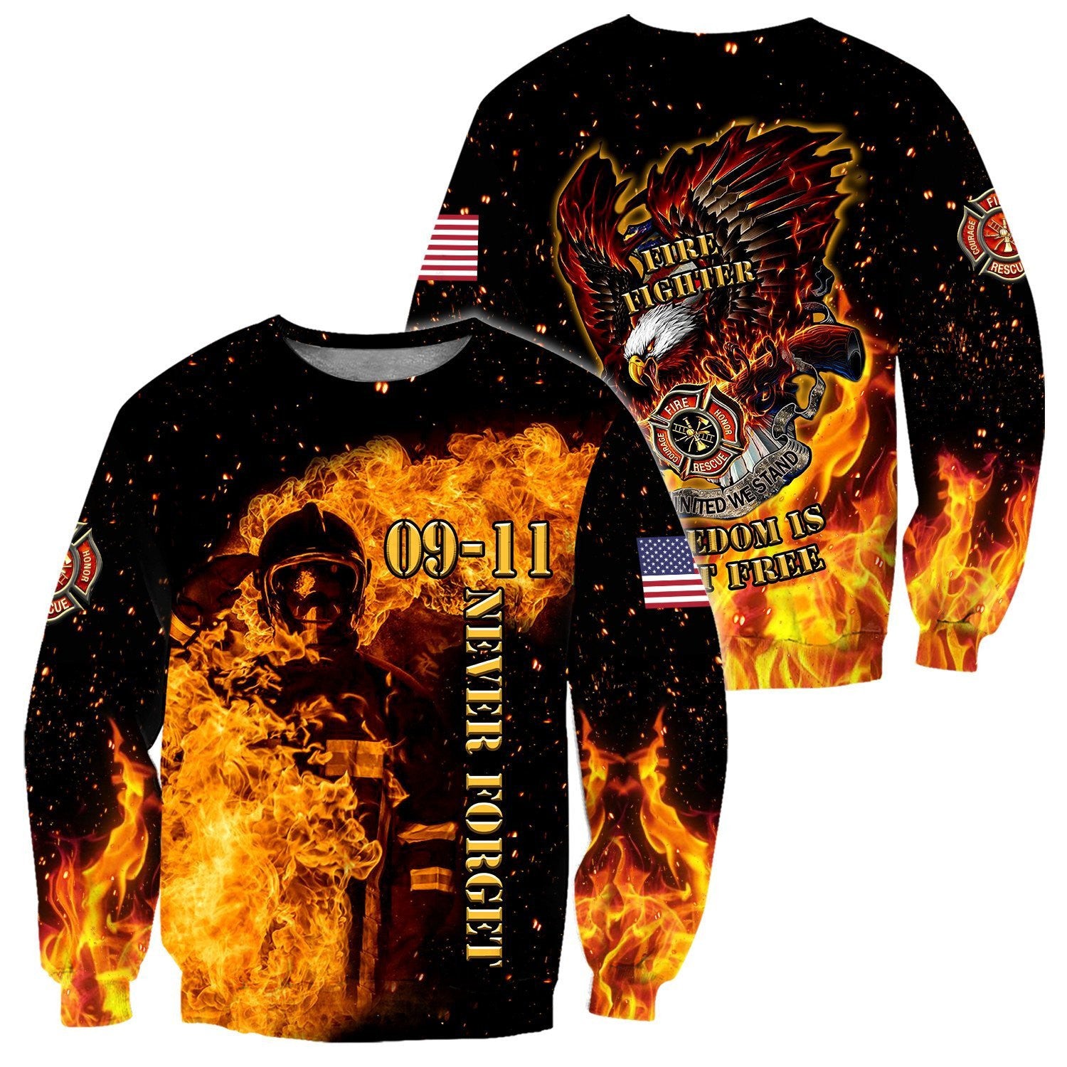 Firefighter Never Foget -11 3D All Over Printed For Men And Women Hoodie
