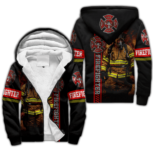 Brave Firefighter 3D All Over Printed For Men And Women Fleece Zip-Up Hoodie