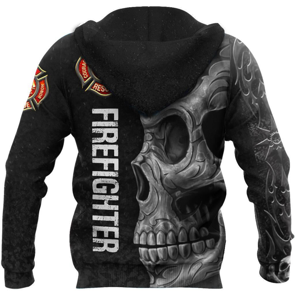 Crazy Skull Firefighter Hoodie For Men And Women