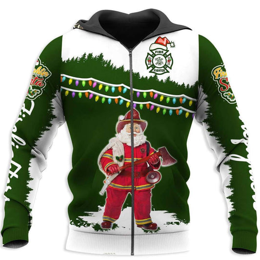 Santa Firefighter 3D All Over Printed Shirts Hoodie