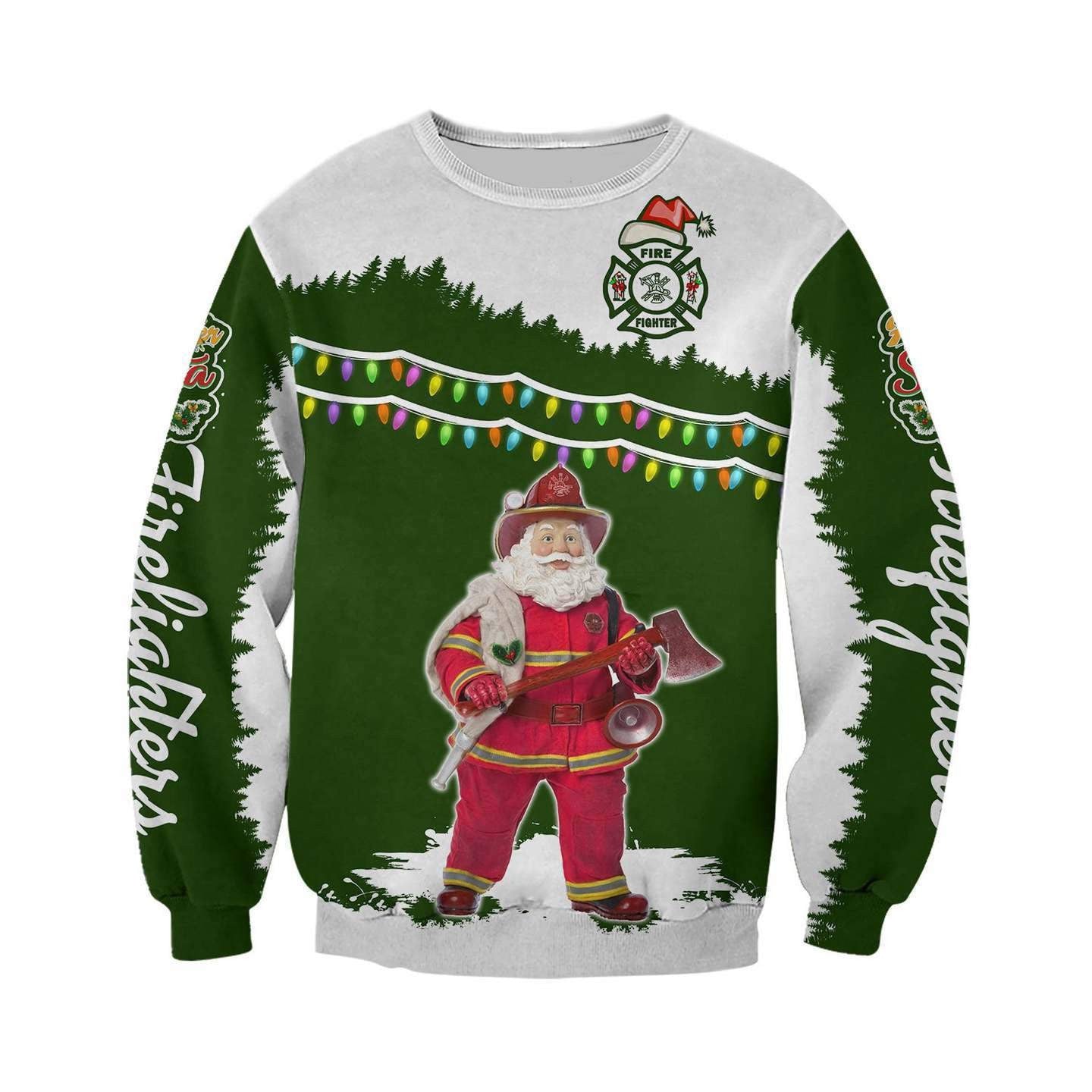 Santa Firefighter 3D All Over Printed Shirts Hoodie