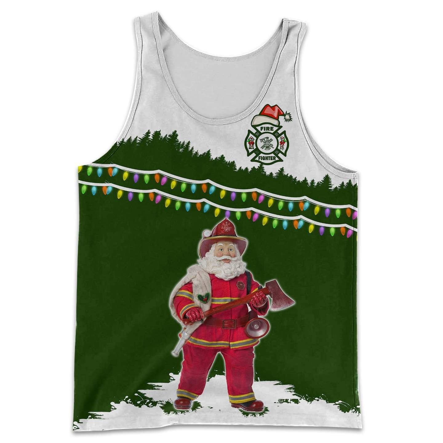 Santa Firefighter 3D All Over Printed Shirts Hoodie