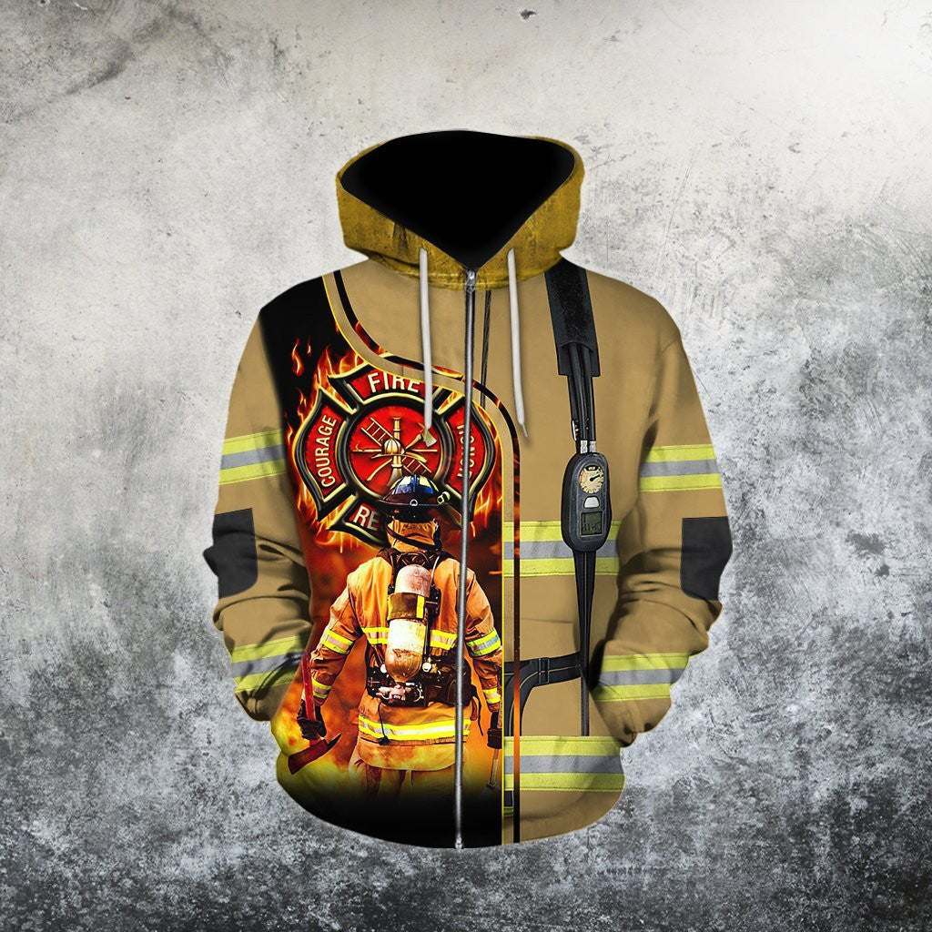 Brave Firefighter-Fireman 3D All Over Printed Shirts For Men And Women Hoodie
