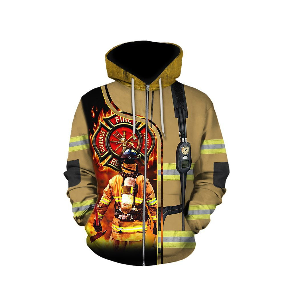 Brave Firefighter-Fireman 3D All Over Printed Shirts For Men And Women Hoodie