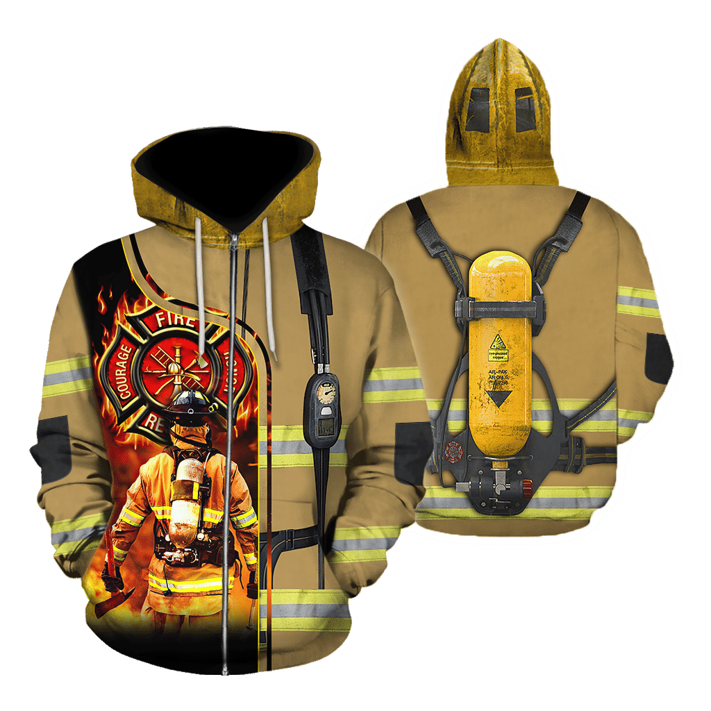 Brave Firefighter-Fireman 3D All Over Printed Shirts For Men And Women Hoodie