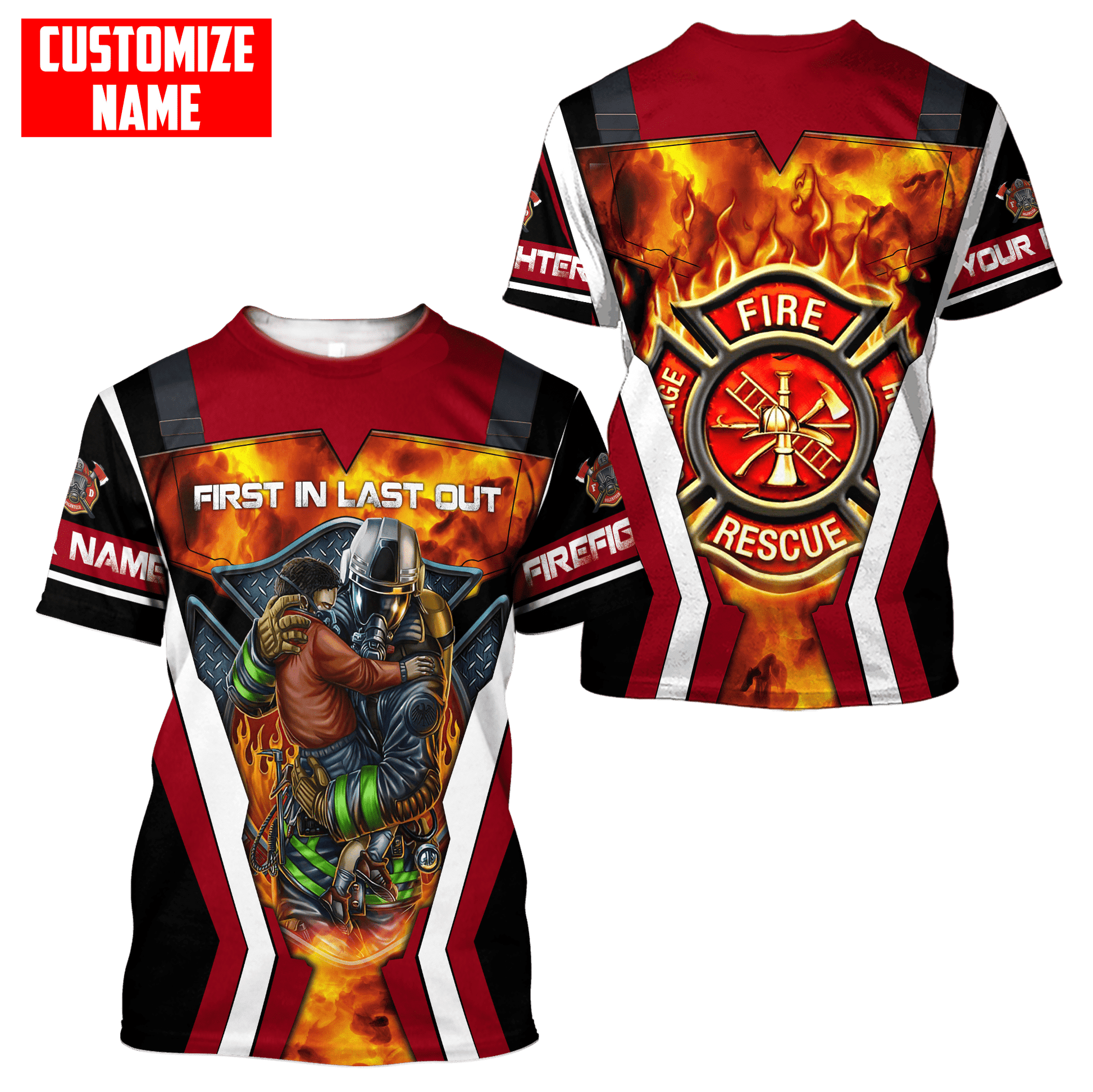 Customize Name Firefighter Unisex Shirts