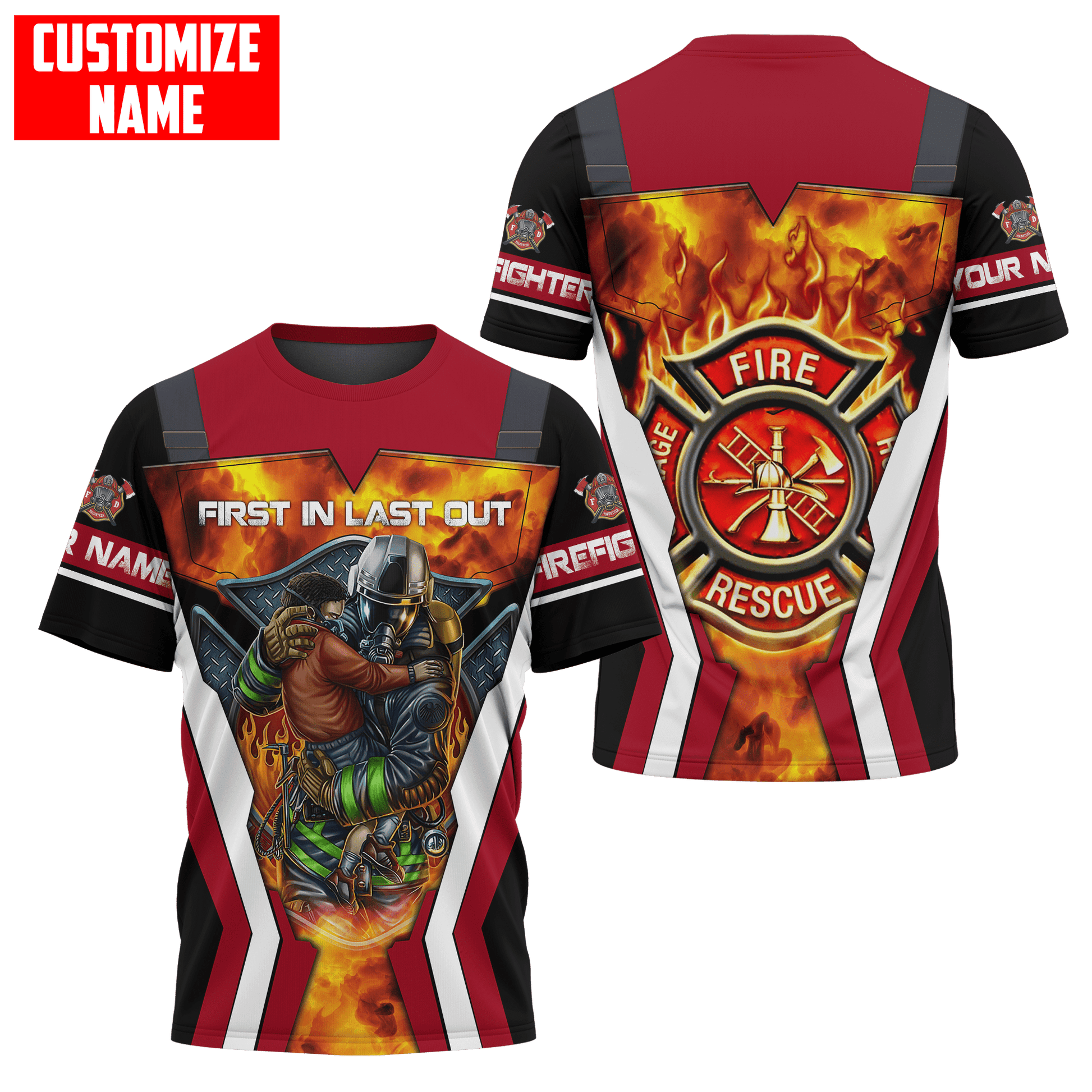 Customize Name Firefighter Unisex Shirts