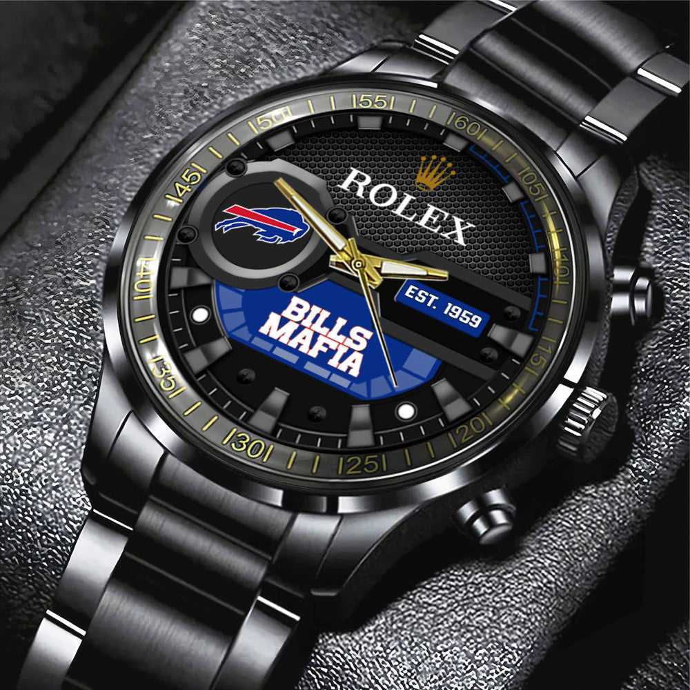 Buffalo Bills x Rolex Black Stainless Steel Watch