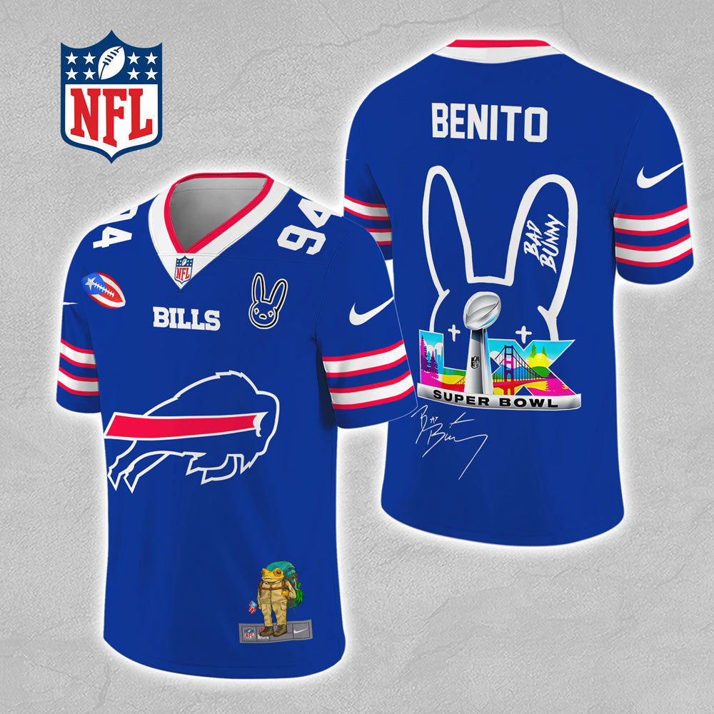 Buffalo Bills x Bad Bunny 3D Football Jersey