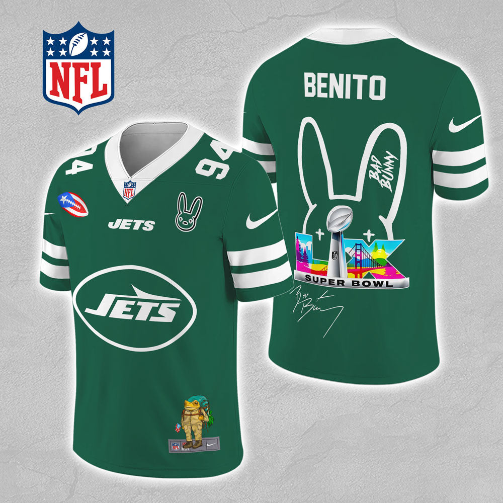 New York Jets x Bad Bunny 3D Football Jersey