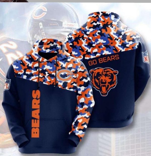 NFL Chicago Bears Camouflage 3D Hoodie
